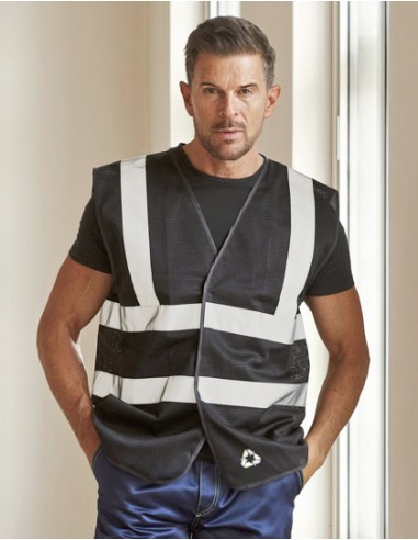 YOK-HVW120-Hi-Vis Top Cool Recycled Open Mesh Waistcoat